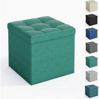 MCC Direct 38cm Square Ottoman Foldable Storage Upholstered Foot Rest in Green