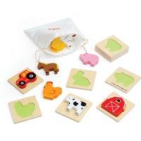 Bigjigs Toys Farm Feel & Find Puzzle - 10 Piece Wooden Sensory Puzzle