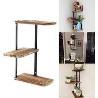 Kelvenix Corner Shelf Modern Floating Wall Shelves Storage Display Shelving in Natural