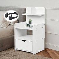 Ventryn Bedside Cabinet with Drawer Bedroom Nightstand Storage Side End Table in White
