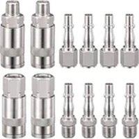 EONLION 12PCS 1/4" Euro Air Hose Quick Release Connectors in Silver