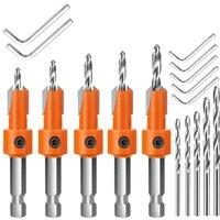 Nordara 17PC 8mm Hex Shank Drill Bit Set Woodworking Countersink in Orange