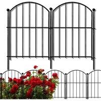Nordara Rustproof Metal Garden Fence Flower Bed Animal Dog Barrier Border Edge in Black | Size: 100 cm x 80 cm