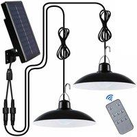 Nordara 2-Head Solar LED Pendant Light in Black