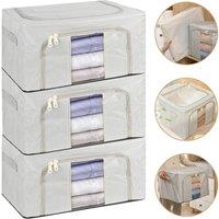 Nordara 3PCS Zipped Clothes Storage Bags, Wardrobe Underbed Organizer in Grey | Size: 1000L