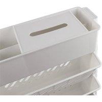 Nordara 6 Layers Mobile Bookshelf Cart Rolling Storage Rack with Wheels in White | Size: 1000L