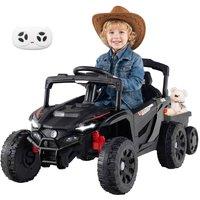 Costway Kids Ride On Tractor w/Detachable Trailer 12V Electric Ride On Toy Car in Black
