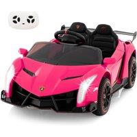 Gymax Kids Ride-on Sports Car Electric Vehicle With Remote & Lights Lamborghini in Pink