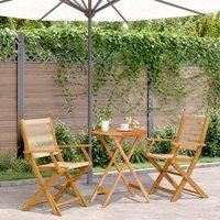 Berkfield Home 3 Piece Bistro Set Beige Polypropylene & Solid Wood