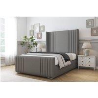 Comfort Beds Elise Dumfries Bed Frame - 50 Upholstered Wingback Headboard in Light Grey | Size: King