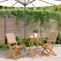 Berkfield Home 3 Piece Bistro Set Taupe Fabric & Solid Wood