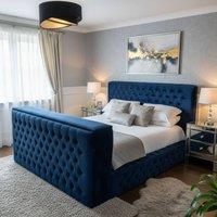 Stratus Interiors Ambassador TV Bed with Built-In Lift Luxury Non Storage Design in Blue | Size: Double