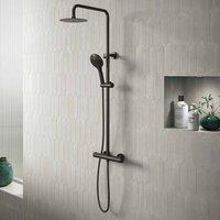 Bathroom Kingdom Menai Premium Gunmetal Round Thermostatic Shower Set in Grey