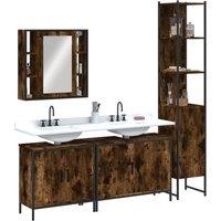 Berkfield Home 4 Piece Bathroom Cabinet Set Smoked Oak Engineered Wood in Brown