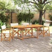 Berkfield Home 4 Piece Folding Garden Chairs Cream White Fabric