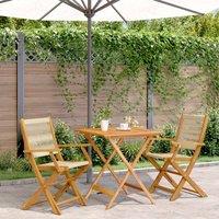 Berkfield Home 3 Piece Bistro Set Beige Polypropylene & Solid Wood