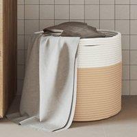 Berkfield Home Storage Basket Beige & White 40x35 cm Cotton | Size: 40x35 cm