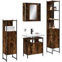 Berkfield Home 4 Piece Bathroom Cabinet Set Smoked Oak Engineered Wood in Brown