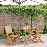 Berkfield Home 3 Piece Bistro Set Taupe Fabric & Solid Wood