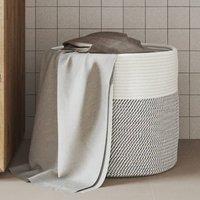 Berkfield Home Storage Basket Grey & White 40x35 cm Cotton | Size: 40x35 cm
