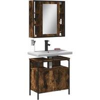 Berkfield Home 2 Piece Bathroom Furniture Set Smoked Oak Engineered Wood in Brown
