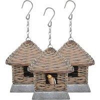 Berkfield Home Bird Houses 3 pcs Wicker in Brown