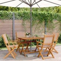 Berkfield Home 5 Piece Garden Dining Set Taupe Fabric & Solid Wood