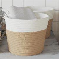 Berkfield Home Storage Baskets 2 pcs Beige & White 24x18 cm Cotton | Size: 24x18 cm