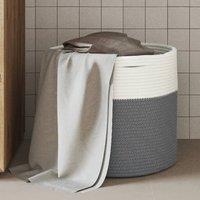 Berkfield Home Storage Basket Grey & White 40x35 cm Cotton | Size: 40x35 cm