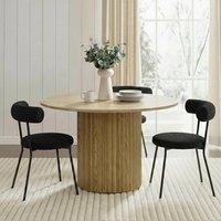 OHS Madison Ribbed Round Dining Table Wood Effect in Light Oak