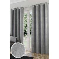 Enhanced Living Thermal Energy Saving Eyelet Curtain With Wave Pattern - Ideal For Living Room & Bedroom in Silver | Size: 168 cm width x 229 cm drop