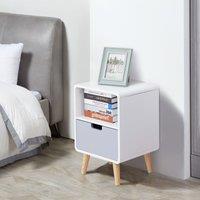 HOMCOM Scandinavian Nordic Style Bedside Table End Nightstand Lamp Desk in White