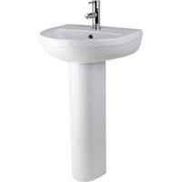 Balterley Round 1 Tap Hole Basin Full Pedestal 500mm in White