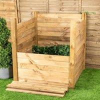Primrose Wooden Compost Bin 1000 Litre Outdoor Composter Slatted Design 100cm in Brown