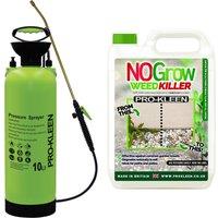 ProKleen 10L Pump Pressure Garden Sprayer & NOGrow Weed & Moss Killer 5L in Green