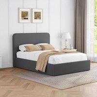 FWStyle Grey Linen Upholstered King Size Ottoman Lift Up Storage Bedframe