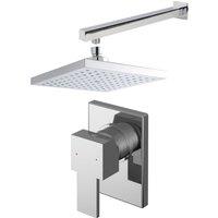 Balterley Ripple Concealed Square Manual Valve Arm Head Shower Bundle Set in Silver