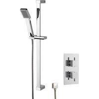 Balterley Concealed Square Twin Valve Slide Rail Kit Shower Bundle Chrome in Silver