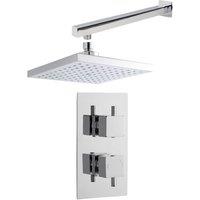 Balterley Concealed Square Twin Valve Arm Head Shower Bundle Set Chrome in Silver