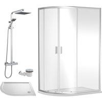 Balterley Offset Left Quadrant Tray Square Shower Waste 1200x 800mm in White