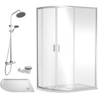 Balterley Offset Left Quadrant Tray Round Shower Waste White Chrome 1200x 800mm