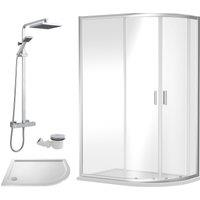 Balterley Offset Right Quadrant Tray Square Shower Waste 1200x 800mm in White