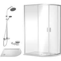 Balterley Offset Right Quadrant Tray Round Shower Waste 1200x 800mm in White