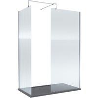 Balterley Fluted 8mm Glass Walk In Wetroom Screens & Shower Tray, 1400 x 900mm in Silver