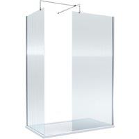 Balterley Fluted 8mm Glass Walk In Wetroom Screens & Shower Tray, 1400 x 900mm in Silver