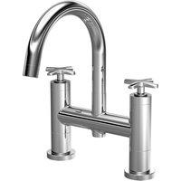Balterley Connect Deck Mounted Bath Filler Tap, 2 Crosshead Handles - Chrome in Silver