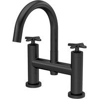 Balterley Connect Bath Filler Tap, 2 Crosshead Handles Waterfall Flow Matt Black