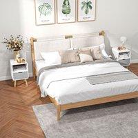 HOMCOM Nordic Style Bedside Table Set of 2 End Table Nightstand Lamp Desk in Grey