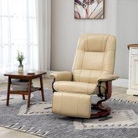 HOMCOM Ergonomic Office Recliner Sofa Chair PU Leather Armchair Lounger in Cream