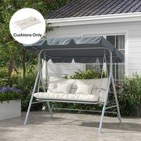 OUTSUNNY Outdoor Seat Cushions Back Cushion with 2 Pillows, Water Repellent Seat Pads for 3-Seater Chair, Swing, Sofa in White